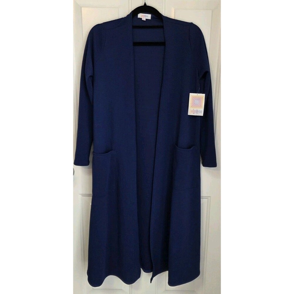 NWT LuLaRoe Sarah Navy Blue Open Front Duster Cardigan w/ Pockets - Size S